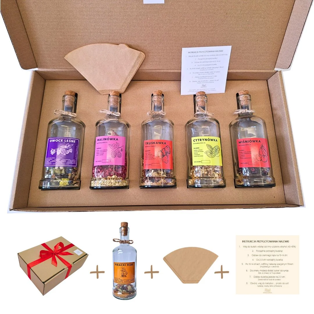 Zestaw do przygotowywania nalewek z 5 butelkami